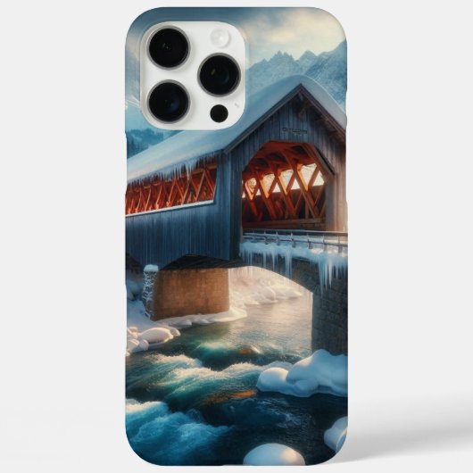Winter, schneebedeckte Brücke und Fluss Case-Mate iPhone Hülle (Rückseite)