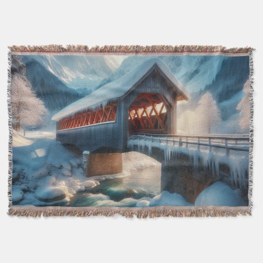 Winter, schneebedeckte Brücke und Fluss Decke (Vorderseite)