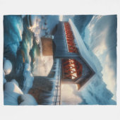 Winter, schneebedeckte Brücke und Fluss Fleecedecke (Vorderseite (Horizontal))