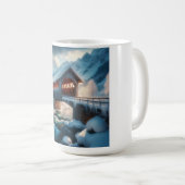 Winter, schneebedeckte Brücke und Fluss Kaffeetasse (VorderseiteRechts)
