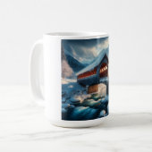 Winter, schneebedeckte Brücke und Fluss Kaffeetasse (Vorderseite Links)