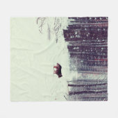 Winter schneebedeckter Kiefernwald, Hundeschlitten Fleecedecke (Vorderseite (Horizontal))