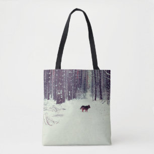 Winter schneebedeckter Kiefernwald, Hundeschlitten Tasche