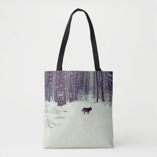 Winter schneebedeckter Kiefernwald, Hundeschlitten Tasche (Vorderseite)