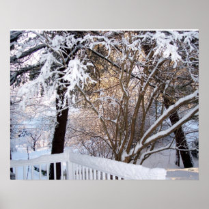 Winter-Schneeblick von der vorderen Veranda Poster