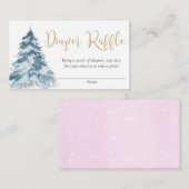 Winter Schneefall Rosa Goldmädchen-Gewinnkarten Begleitkarte (Vorne/Hinten)