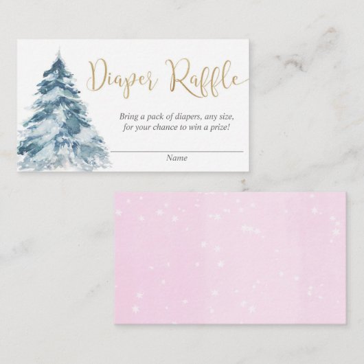 Winter Schneefall Rosa Goldmädchen-Gewinnkarten Begleitkarte (Vorne/Hinten)