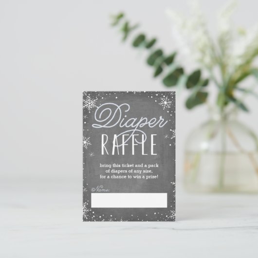 Winter-Schneeflocke-blaues Baby-Windelraffle-Karte Begleitkarte (Stehend Vorderseite)