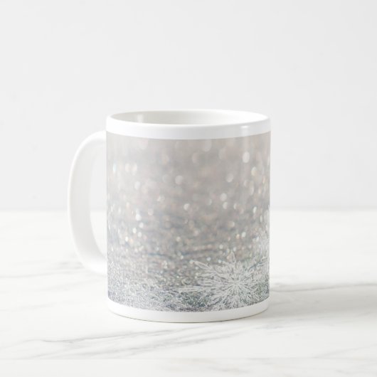 Winter-Schneeflocke Bokeh Bling Kaffeetasse (Vorderseite Links)