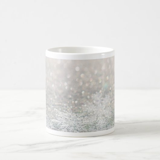 Winter-Schneeflocke Bokeh Bling Kaffeetasse (Mittel)