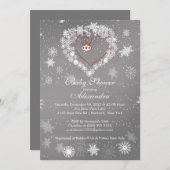 Winter-Schneeflocke-Herz-Babyparty-Einladung Einladung (Vorne/Hinten)