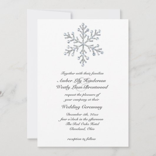 Winter-Schneeflocke-Hochzeits-Einladung 2 Einladung (Vorderseite)