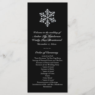 Winter-Schneeflocke-Hochzeits-Programm (Schwarzes) Programm