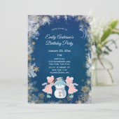 Winter-Schneeflocke-Mädchen-Geburtstags-Party Einladung (Stehend Vorderseite)