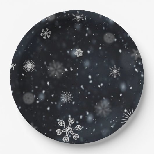 Winter-Schneeflocke Pappteller (Vorderseite)