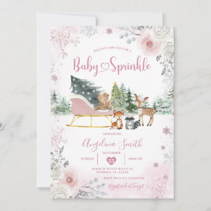 Winter-Schneeflocke Pastellrosa Schlitten Baby Spr Einladung