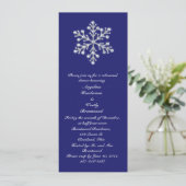 Winter-Schneeflocke-Proben-Abendessenindigo Einladung (Stehend Vorderseite)
