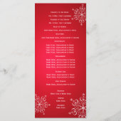 Winter-Schneeflocke Rot 2 Hochzeitsprogramm Programm (Rückseite)