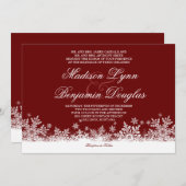 Winter-Schneeflocke-rote Einladung (Vorne/Hinten)