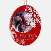 Winter-Schneeflocke-(rote) Foto-Verzierung Keramik Ornament (Rechts)
