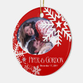 Winter-Schneeflocke-(rote) Foto-Verzierung Keramik Ornament (Links)