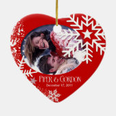 Winter-Schneeflocke-(rote) Foto-Verzierung Keramikornament (Hinten)