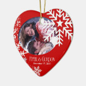 Winter-Schneeflocke-(rote) Foto-Verzierung Keramikornament (Links)