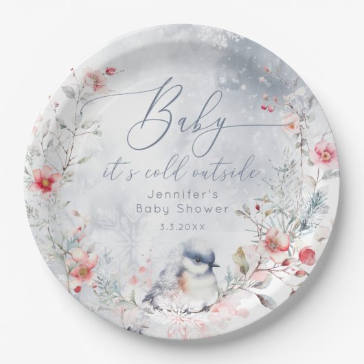Winter-Schneeflocken Baby seine Kälte außerhalb vo Pappteller (Vorderseite)
