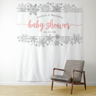 Winter-Schneeflocken-Baby-Shower-Rückwand-Fotoboot Wandteppich