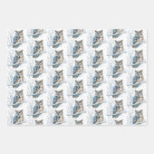 Winter-Schneeflocken Blaue Eule Weihnachten Schnee Geschenkpapier Set (Vorderseite)