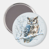 Winter-Schneeflocken Blaue Eule Weihnachten Schnee Magnet (Vorderseite/Rückseite)