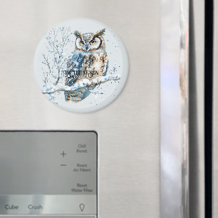 Winter-Schneeflocken Blaue Eule Weihnachten Schnee Magnet
