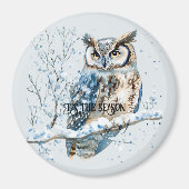 Winter-Schneeflocken Blaue Eule Weihnachten Schnee Magnet (Vorne)
