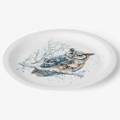 Winter-Schneeflocken Blaue Eule Weihnachten Schnee Pappteller (Schrägansicht)