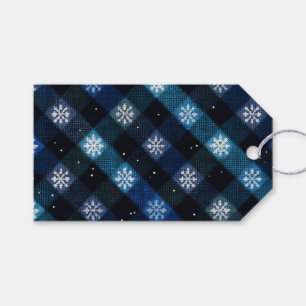 Winter-Schneeflocken Blaue Karo Feiertage Geschenkanhänger