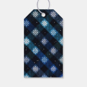 Winter-Schneeflocken Blaue Karo Feiertage Geschenkanhänger (Rückseite)