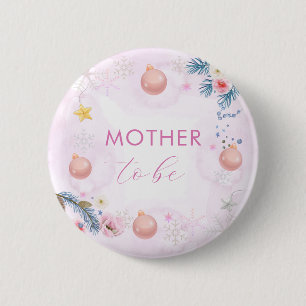 Winter-Schneeflocken-Blumen-Baby-Shower für werden Button
