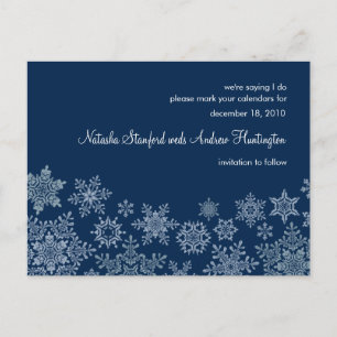 Winter-Schneeflocken, die Save the Date Postkarte