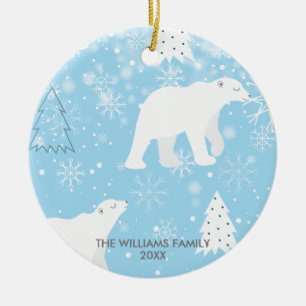 Winter-Schneeflocken Eisbär  Keramik Ornament
