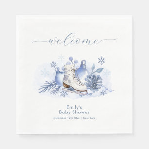 Winter-Schneeflocken-Eislauf-Baby-Shower-Willkomme Serviette