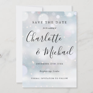 Winter-Schneeflocken Elegante Schriftart Termin vo Save The Date