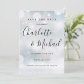 Winter-Schneeflocken Elegantes Skript Zur Hochzeit Save The Date (Stehend Vorderseite)