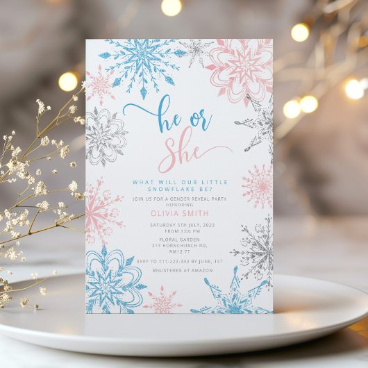 Winter-Schneeflocken Geschlecht offenbaren Einladu Einladung