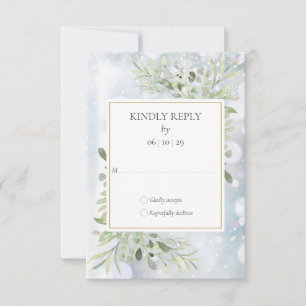 Winter-Schneeflocken-Grün-Hochzeit-RSVP RSVP Karte