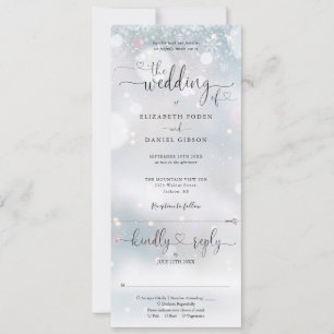 Winter-Schneeflocken-Herz-Schrift Hochzeit All In  Einladung