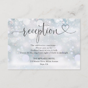 Winter-Schneeflocken-Herz-Schrift Hochzeitsempfang Begleitkarte
