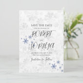 Winter-Schneeflocken-Hochzeit Save The Date (Stehend Vorderseite)