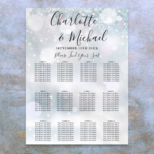 Winter-Schneeflocken-Hochzeit-Sitzplan Poster