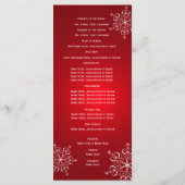 Winter-Schneeflocken-Hochzeitsprogramm Rot Programm (Rückseite)