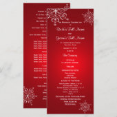 Winter-Schneeflocken-Hochzeitsprogramm Rot Programm (Vorne/Hinten)